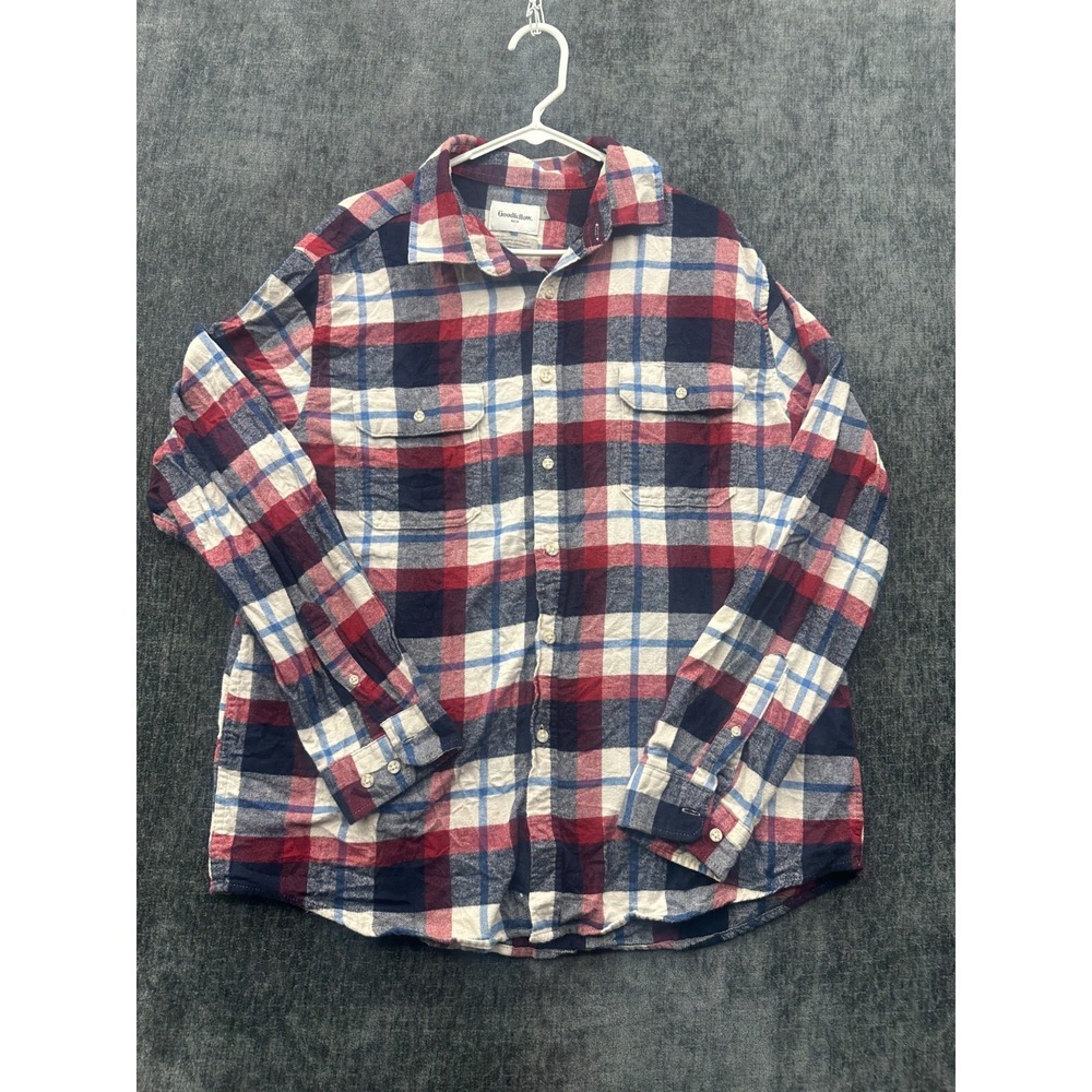 Goodfellow & Co Shirt Mens XL Multicolor Plaid Flannel 100% Cotton Button Up